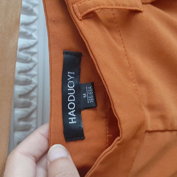 Women's Haoduoyi Orange Wide Leg High Waist Pants Trousers Size M - Picture 4 of 11
